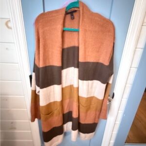 Lane Bryant Earthy Tones Striped Cardigan